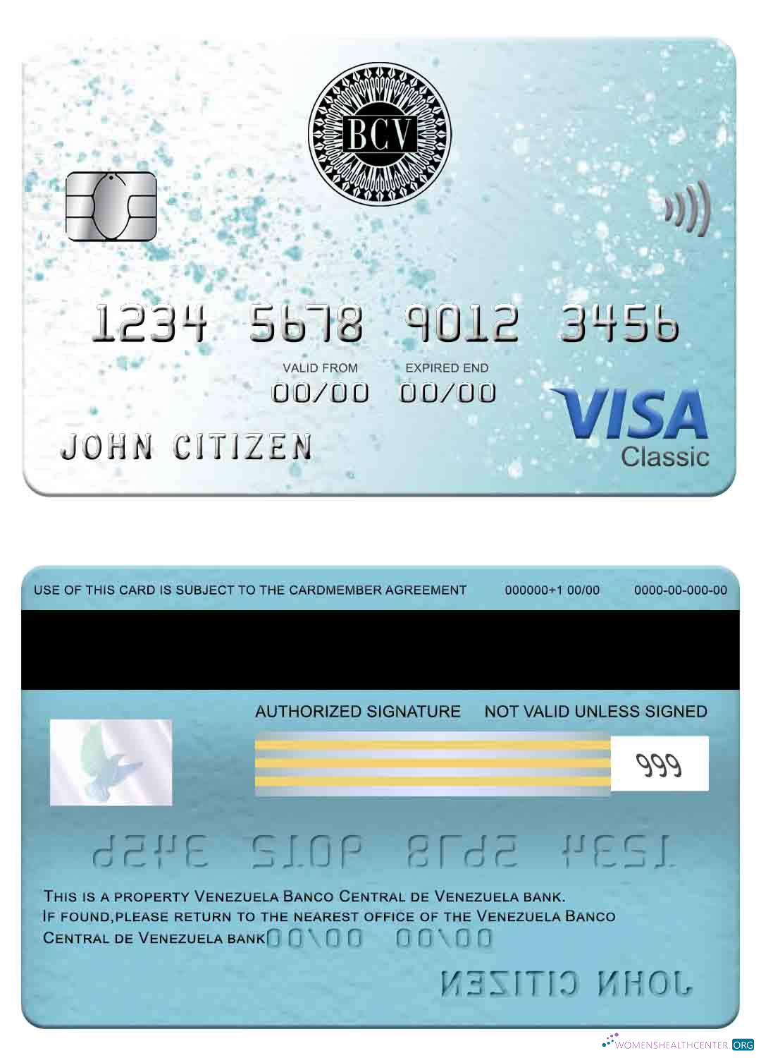 Download Venezuela Banco Central de Venezuela bank visa classic card Photoshop template